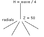 a quarter wave vertical antenna with drooping radials