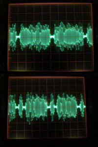 Oscillographs showing the holes punched in audio by the blanker.
