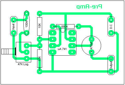 The completed PCB with component overlay