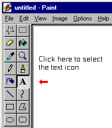Selecting the Text icon