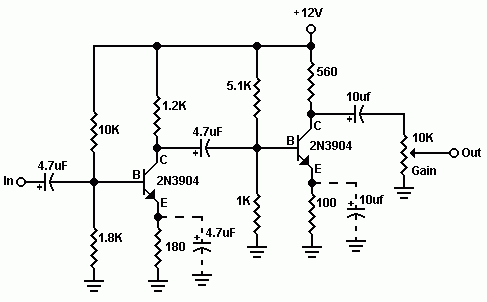 pre amp transistor circuit diagram